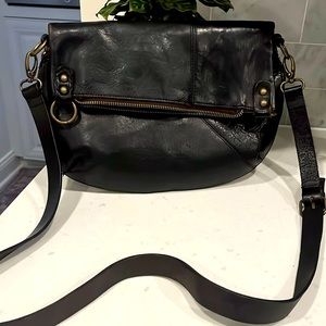 Black crossbody genuine leather Bed Stu bag.